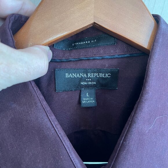 Banana Republic Dress Shirt Mens Large Purple‎ Non Iron Standard Fit Button Up - Picture 7 of 7
